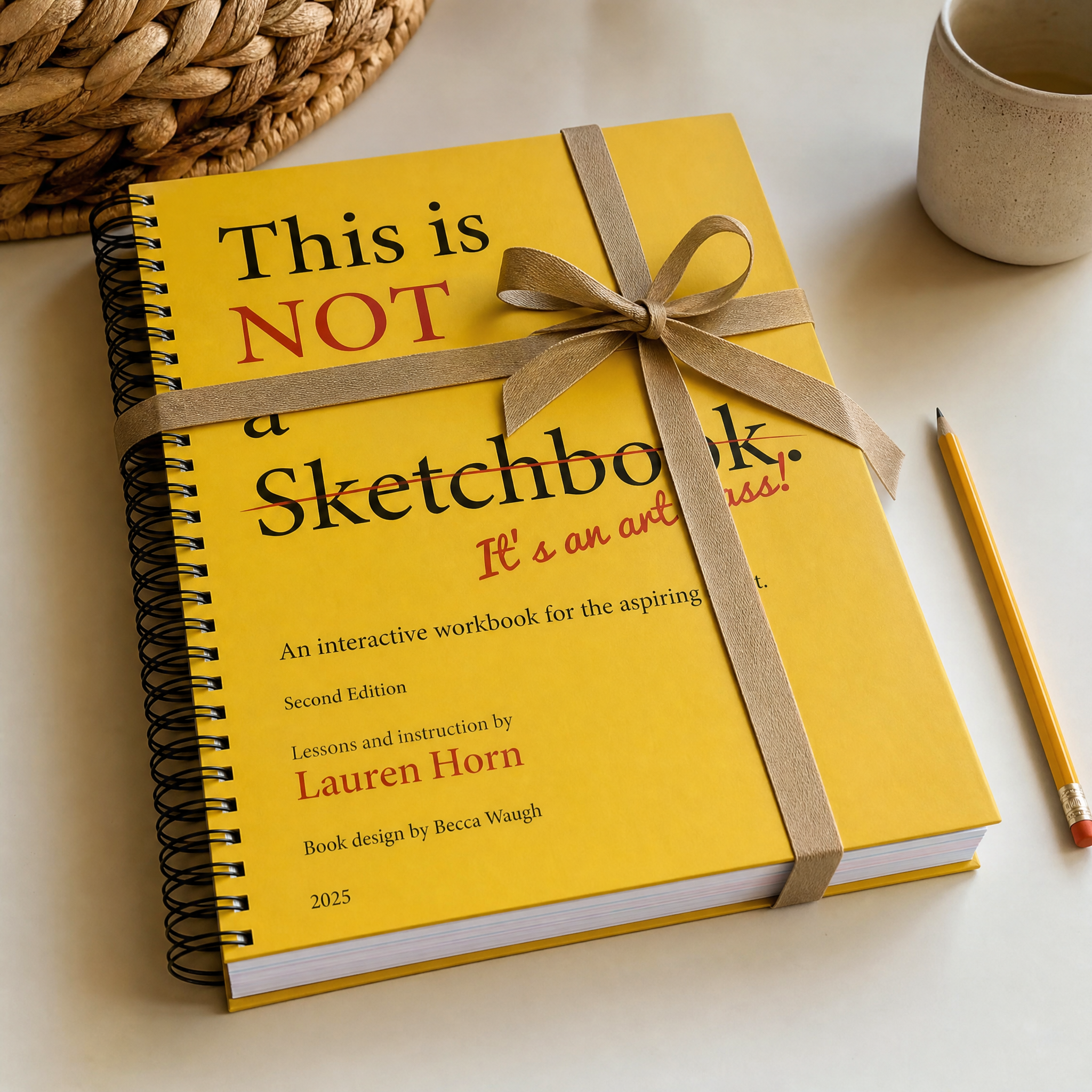 The hardcover book gift-ready with a simple ribbon